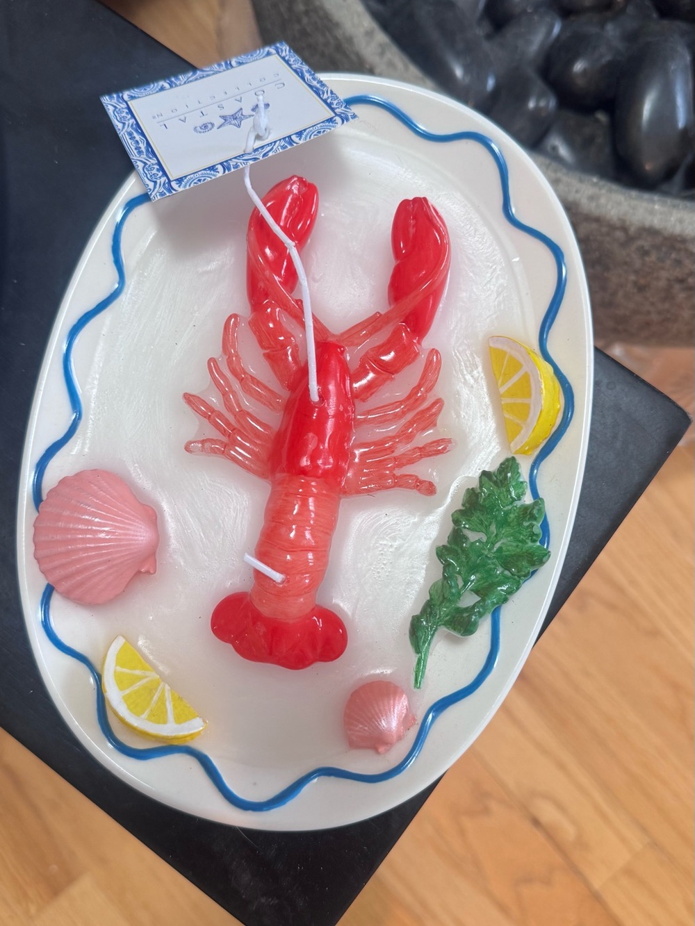 Red Lobster Decorative Candle on Seafood Platter Coastal Connections